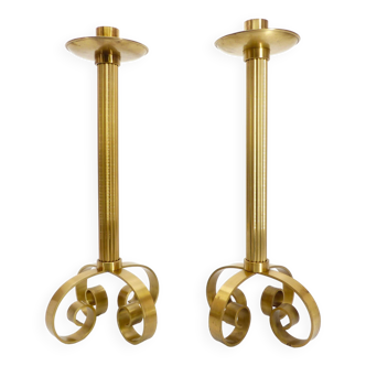 Pair of Scandinavian brass candlesticks Ivar Ålenius Björk for Ystad Metall 1960