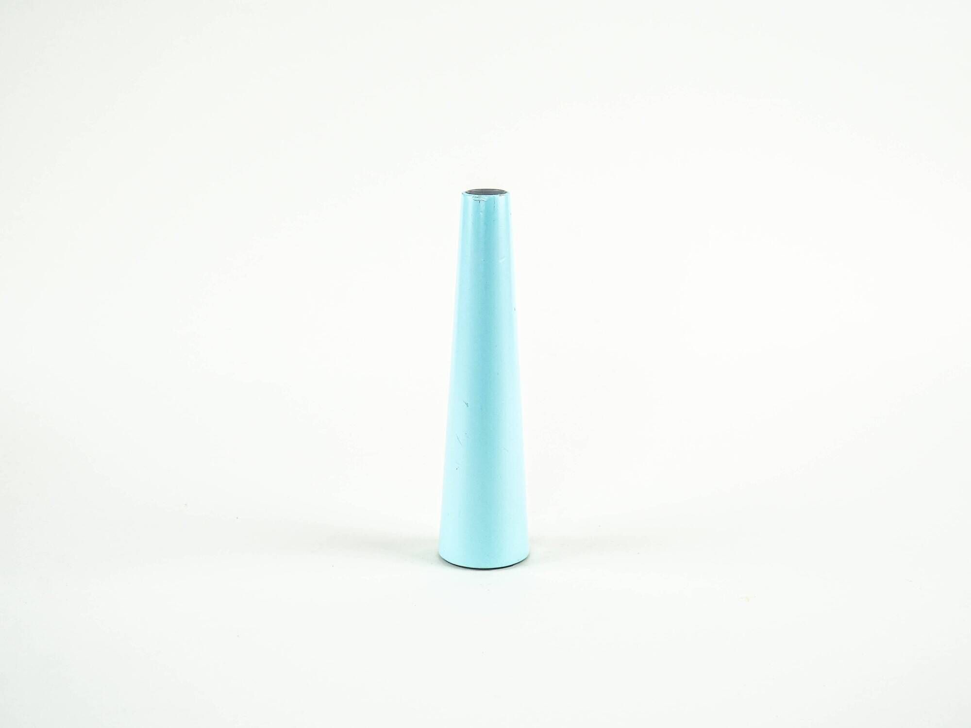 Wooden candlestick in blue, Danish design 1970s