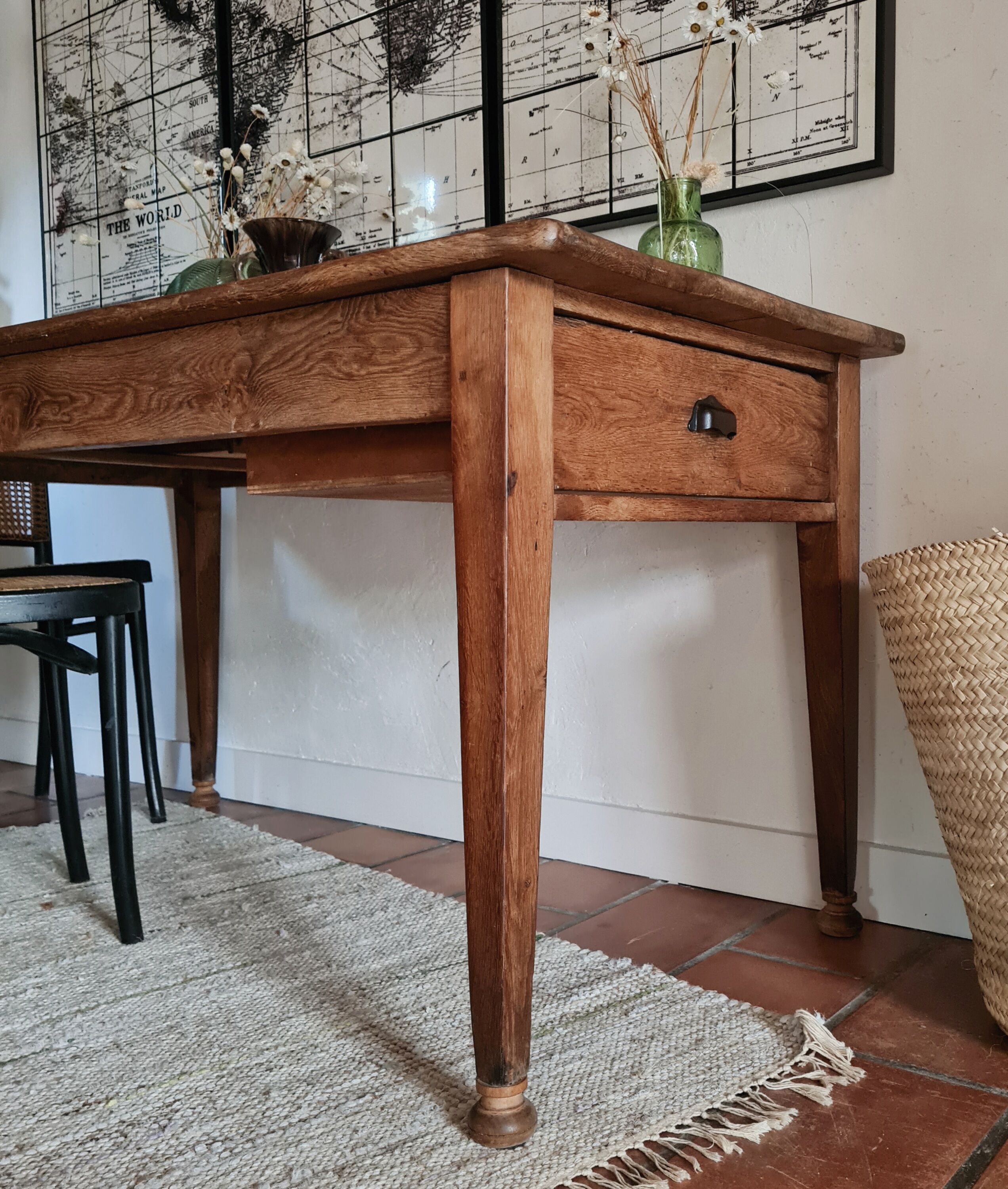 Old farmhouse table 2 drawers