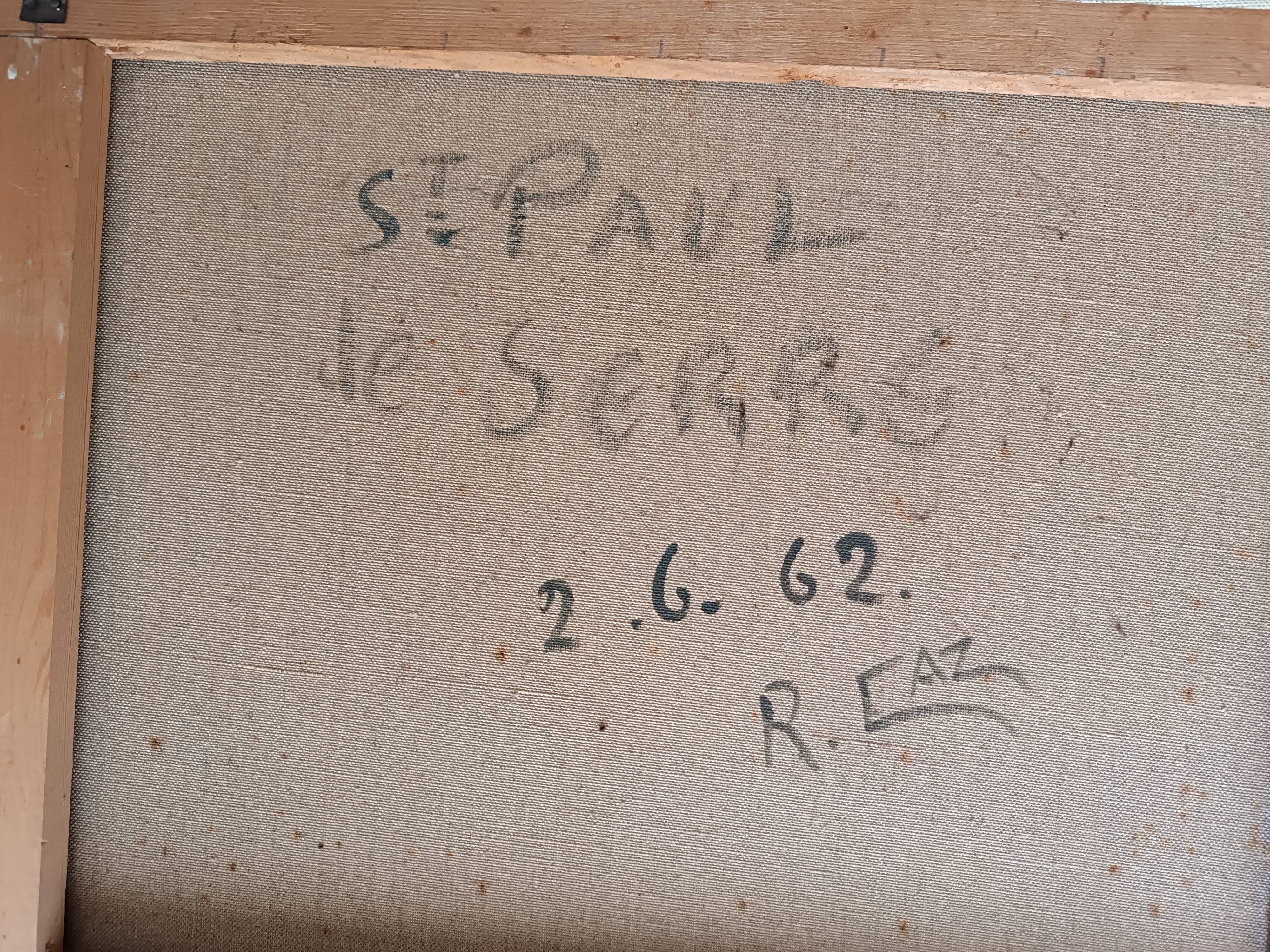 Large oil on canvas landscape of St Paul de Serre signed R. CAZ.