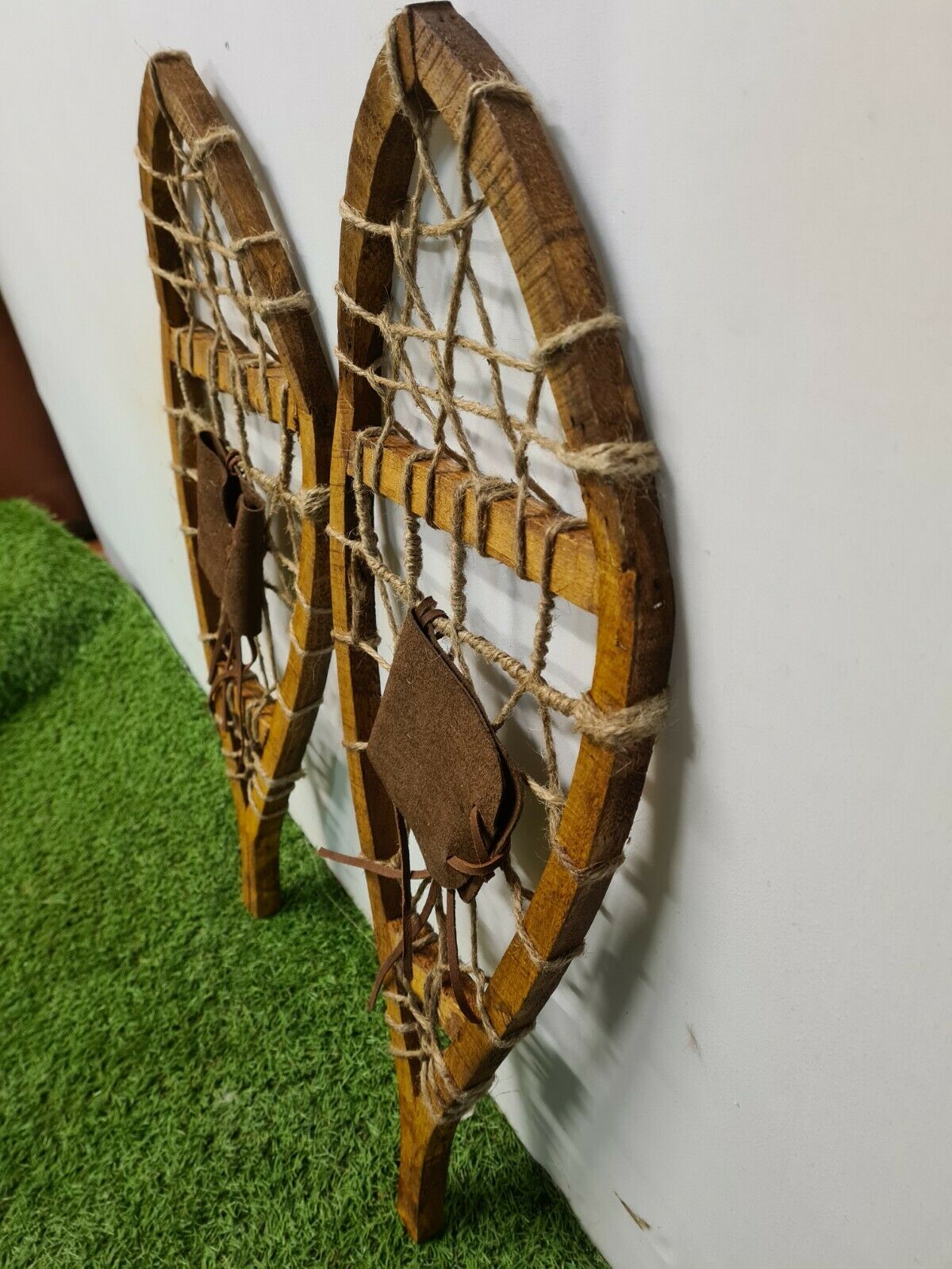 Pair of wooden snowshoes