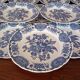 Assiettes plates anglaises Ridgway 'Windsor' bleu & blanc