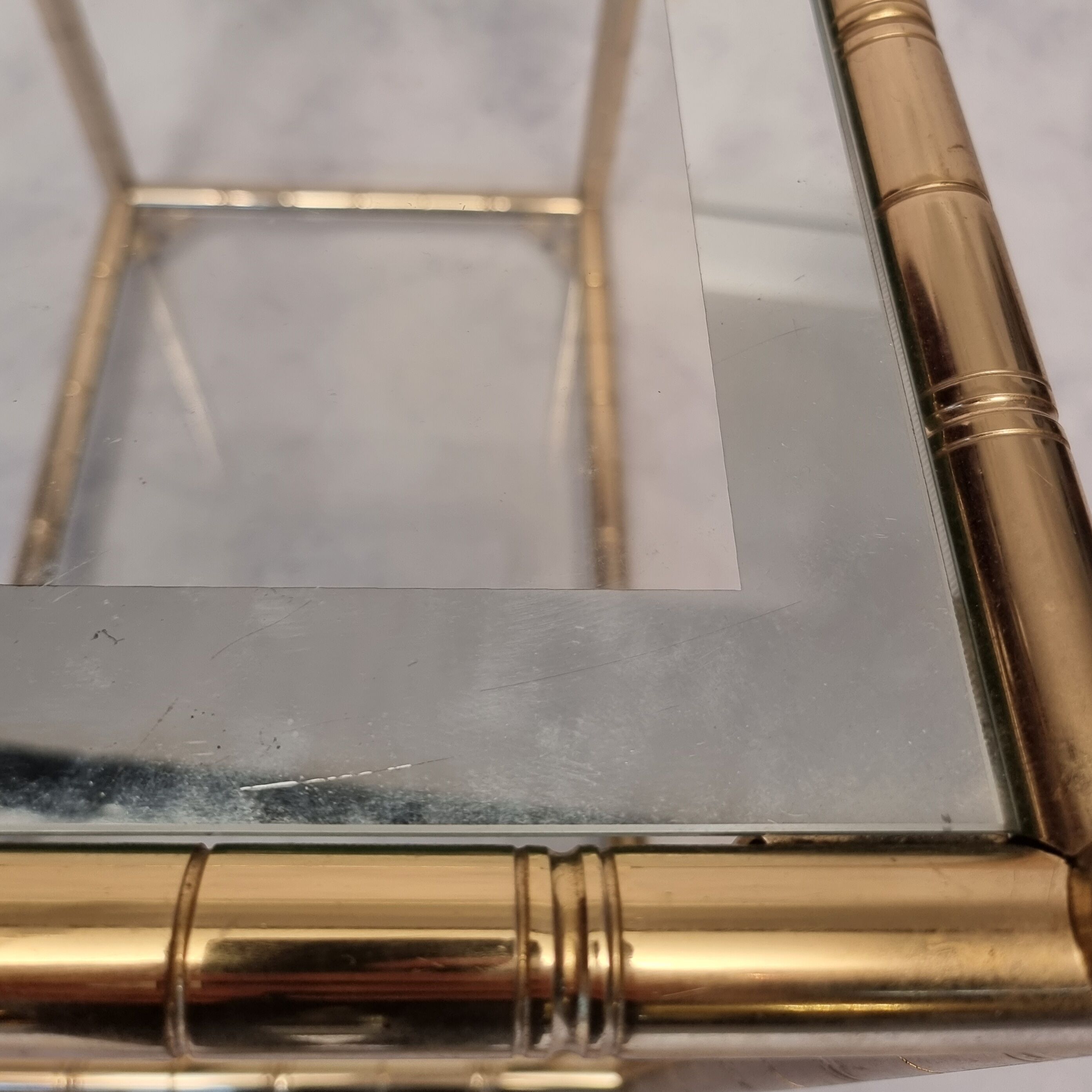 Pair of bamboo sofa ends - golden brass - ca 1980