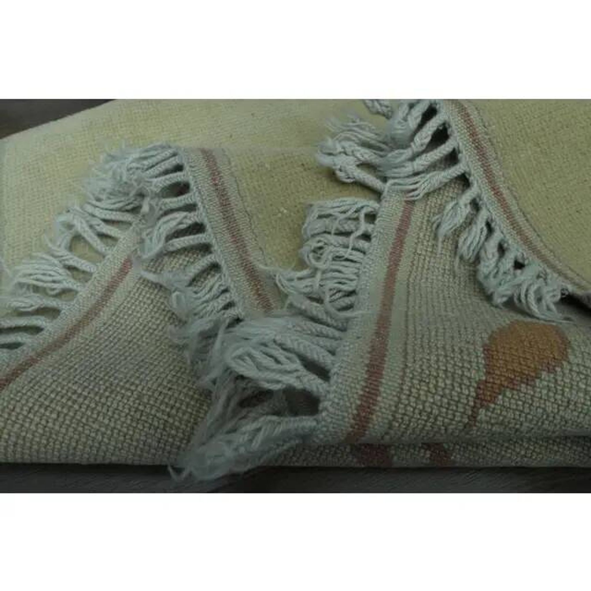 1970s Vintage Turkish Handmade Wool & Cotton Beige Area Rug 160x231