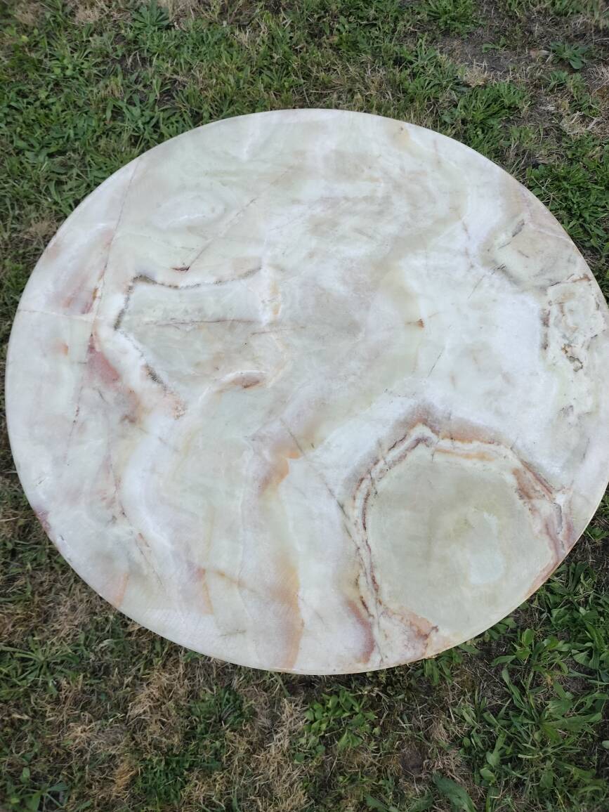 Vintage coffee table in onyx and patinated bronze – Napoléon III / Hollywood style