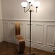 Modernist floor lamp with 4 lights in brass and opaline, Stilnovo style – Year 1960