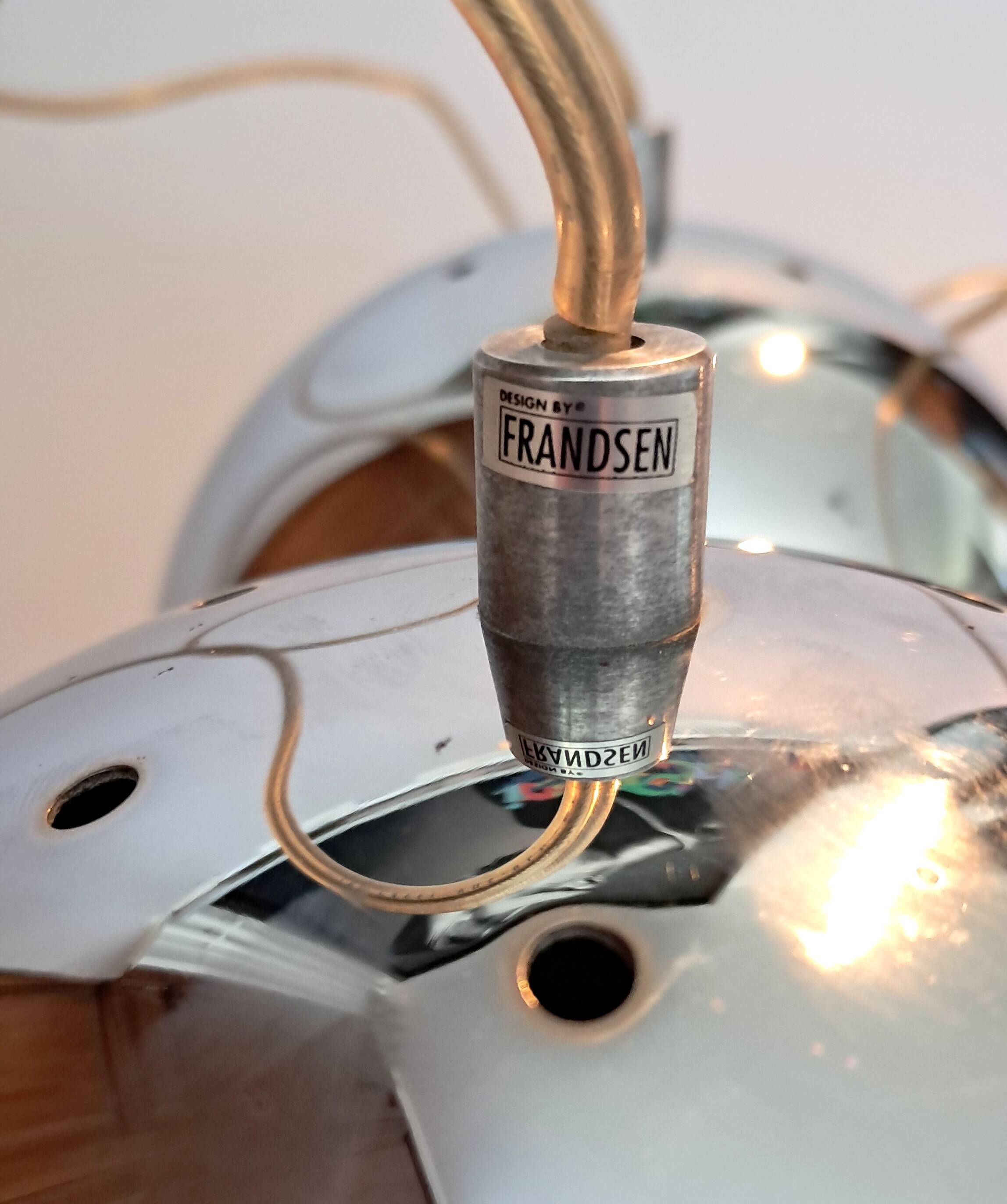 Set of 3 Benny Frandsen modular chrome pendant lights, Denmark 1970/80