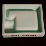 Three opalex ashtrays at the Logo of the Trans-Atlantic General Company - French Line - Model created by Jean Luce for the cruises of the liner Normandy and France