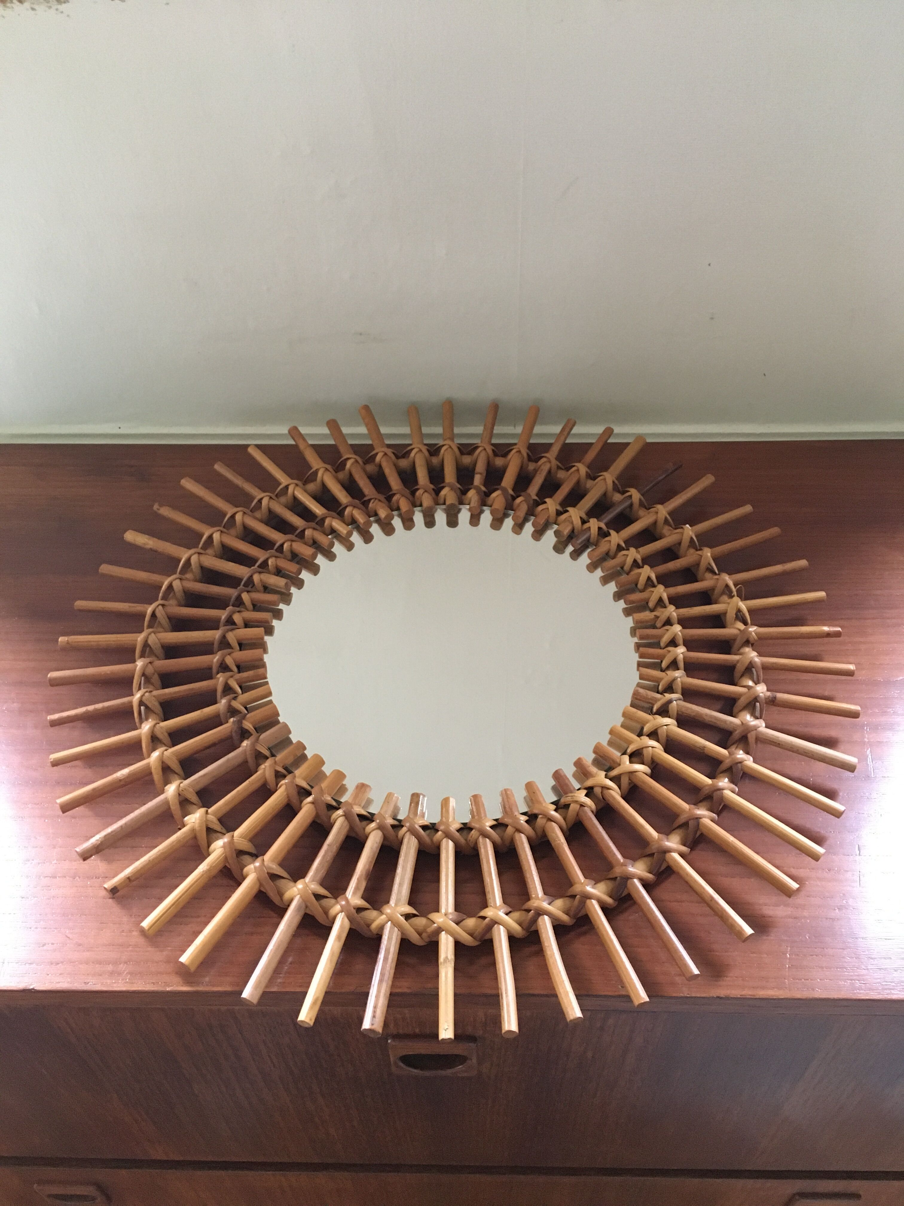 Vintage rattan sun mirror 70/80 47cm