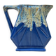 Large alpho fat lava art deco pitcher with blue ceramic handles 1930