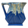 Large alpho fat lava art deco pitcher with blue ceramic handles 1930