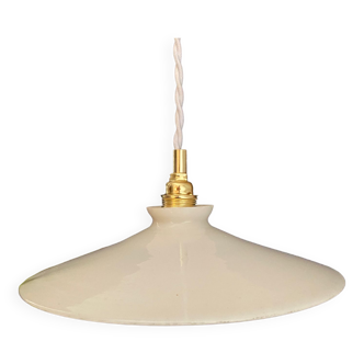 Vintage lampshade pendant light in white opaline