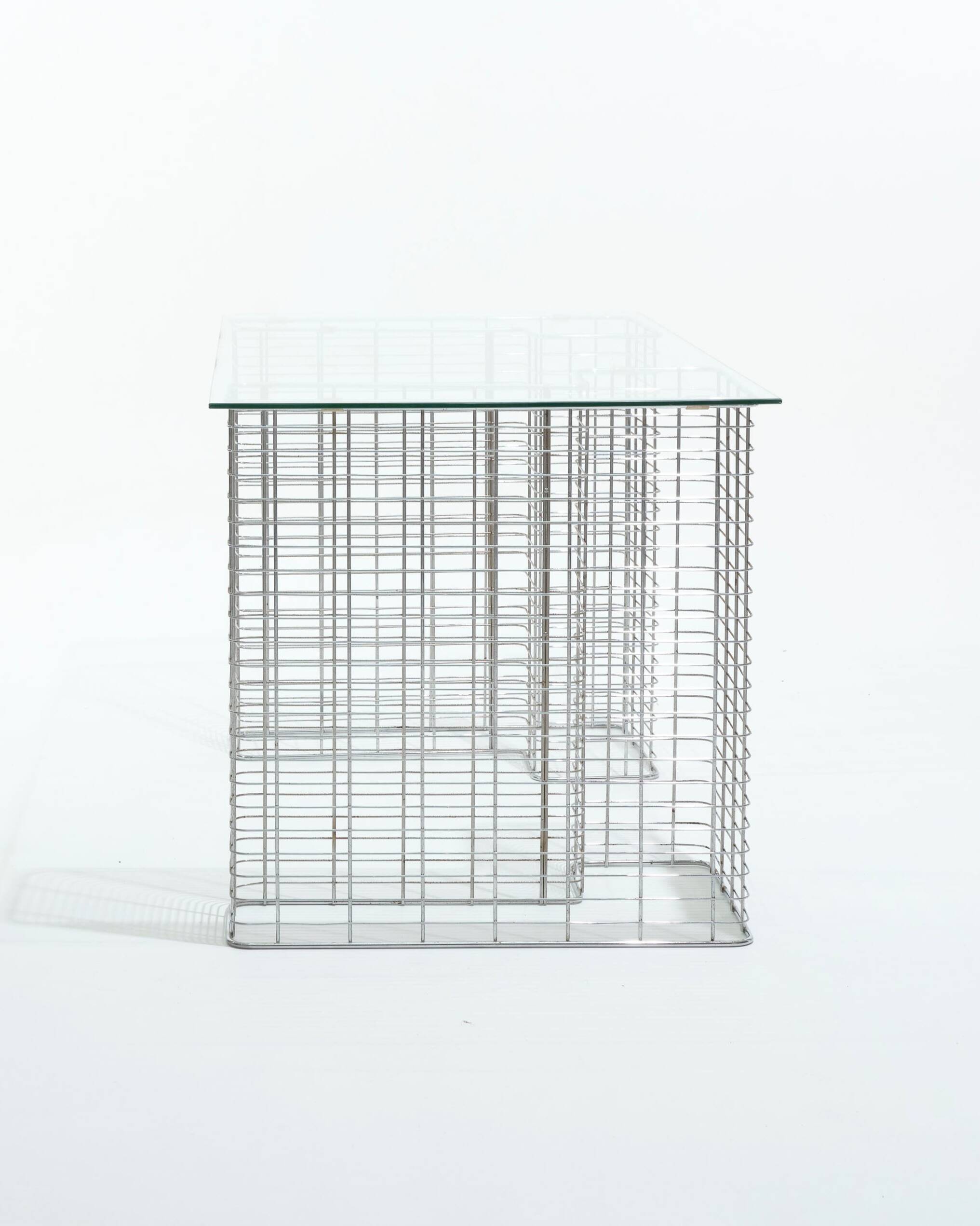 Wire glass and metal desk, terence conran, 1980s