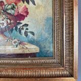 Tableau Huile Sur Toile Nature Morte Florale, Londres, XIXe Siècle