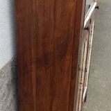 Small wooden glass cabinet with retractable door