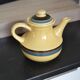 Vintage straw yellow Gien coffee maker, "Djerba" model