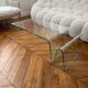 Vintage coffee table in curved corrugated tempered glass minimalist design