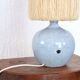 Blue ceramic lamp, hemp lampshade, 60s