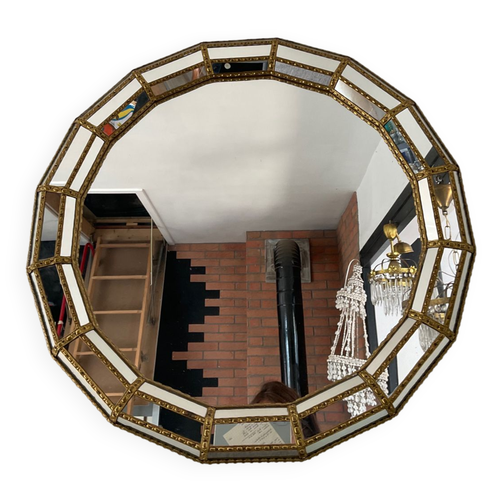 Vintage mirror in brass and parcloses 60s