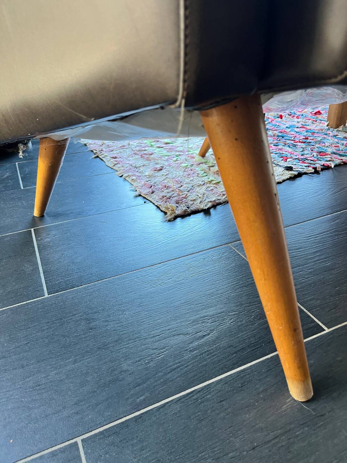 Vintage brown faux leather armchair from the 60s/70s.