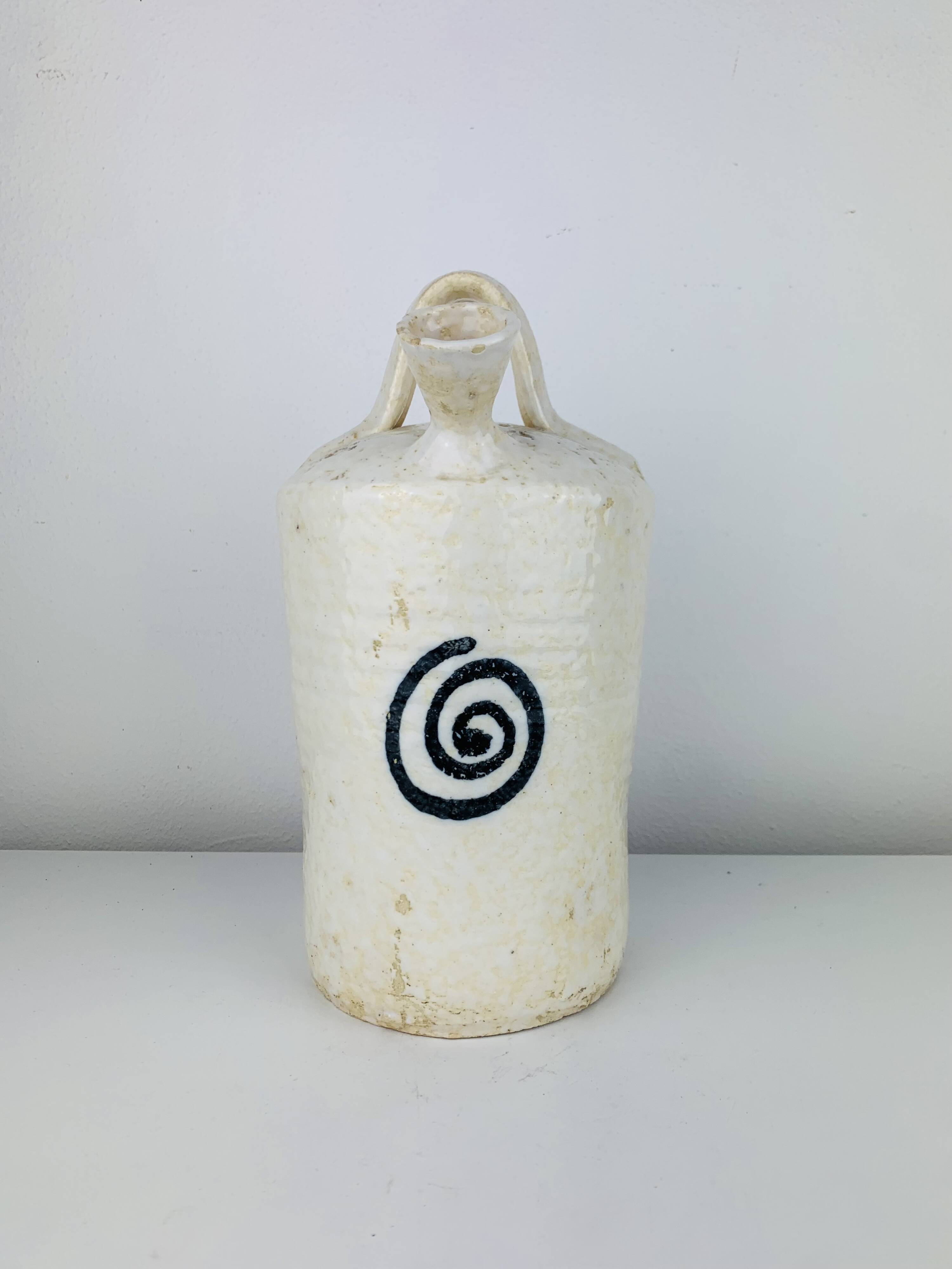 Ceramic pitcher jug by Pablo Sanguino, rooster, 1960s