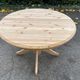 Extendable round dining table with central leg renovated in raw solid wood 105cm