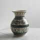 Old handmade ceramic vase, Punter style geometric ornaments.