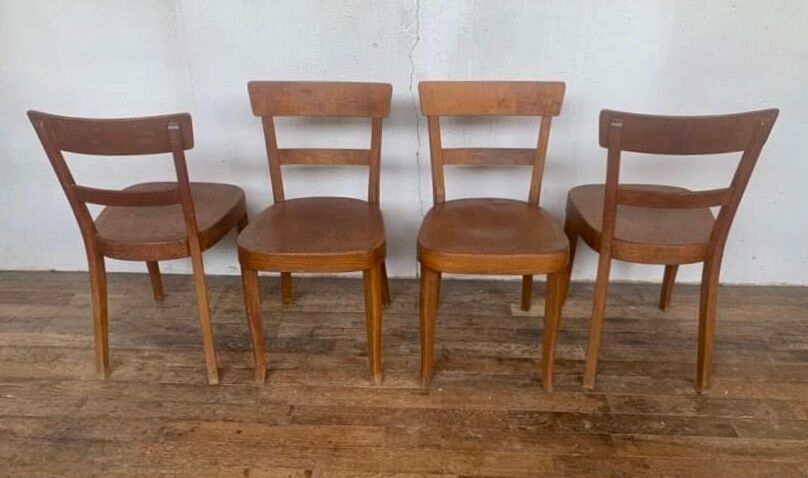 Set of 4 curved wood bistro chairs