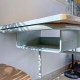 Vintage 1960s school desk – Antique wooden and metal aqua green desk – Retro school furniture – Vintage children's desk