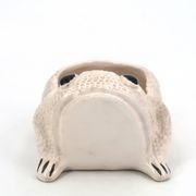 White ceramic frog flower pot by Jean Roger
