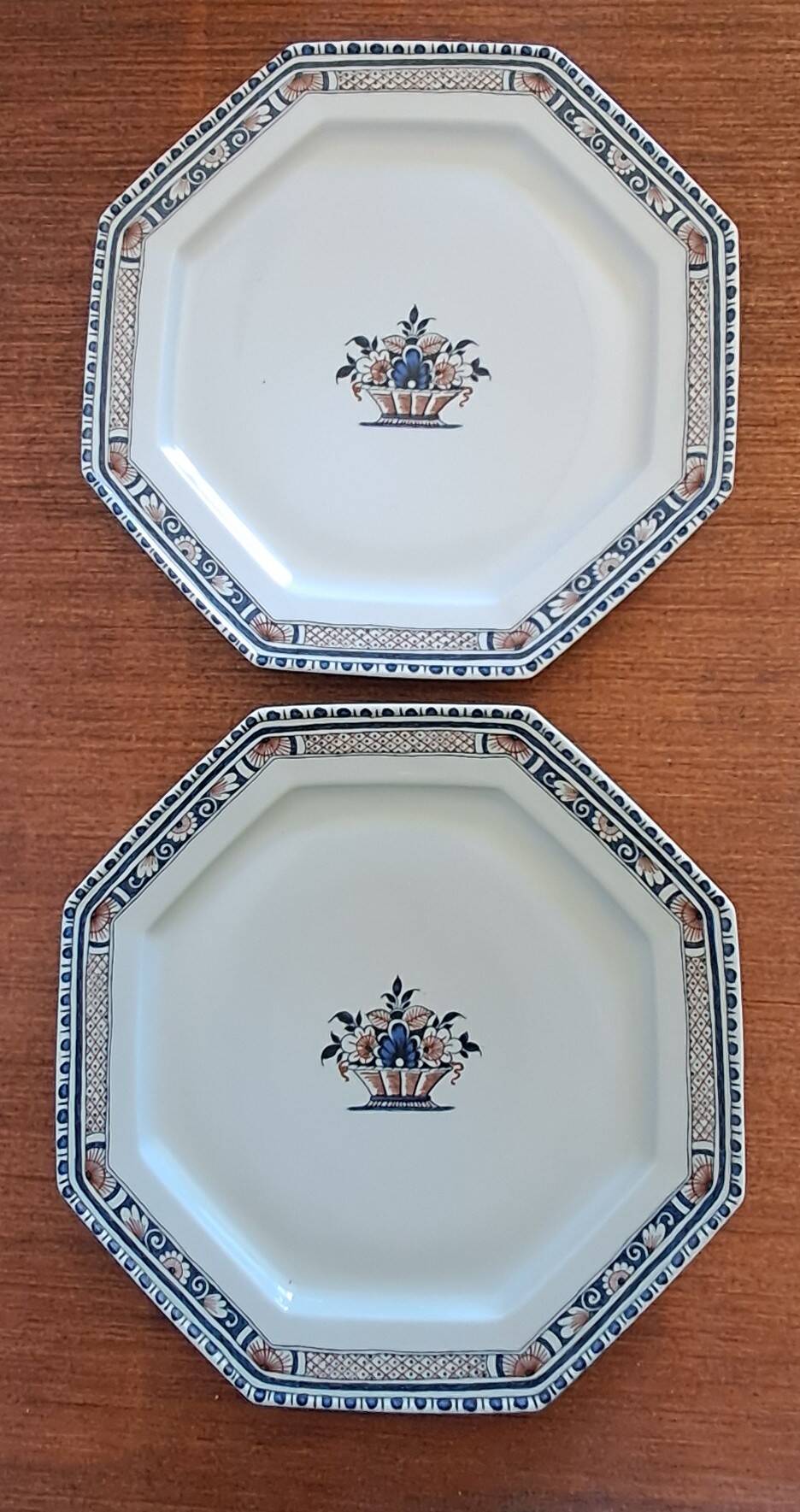 Octagonal plates, Coquet porcelain from Limoges.