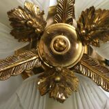 Ceiling chandelier in frosted glass paste and bronze