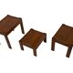 Vintage set of 3 side tables nesting pine wood 60s