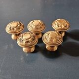 5 brass furniture knobs