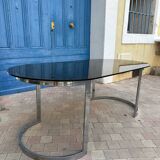 Dining Table in Chrome and Smoked Glass by Milo Baughman, 197