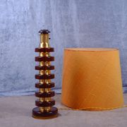 Glass and brass tablelamp from Möllers Armaturfabrik Eskilstuna, Sweden. 1970's.