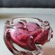 Ashtray/empty pocket, in blown Art glass, Murano/Italy. Organic floral shape. Pink tones
