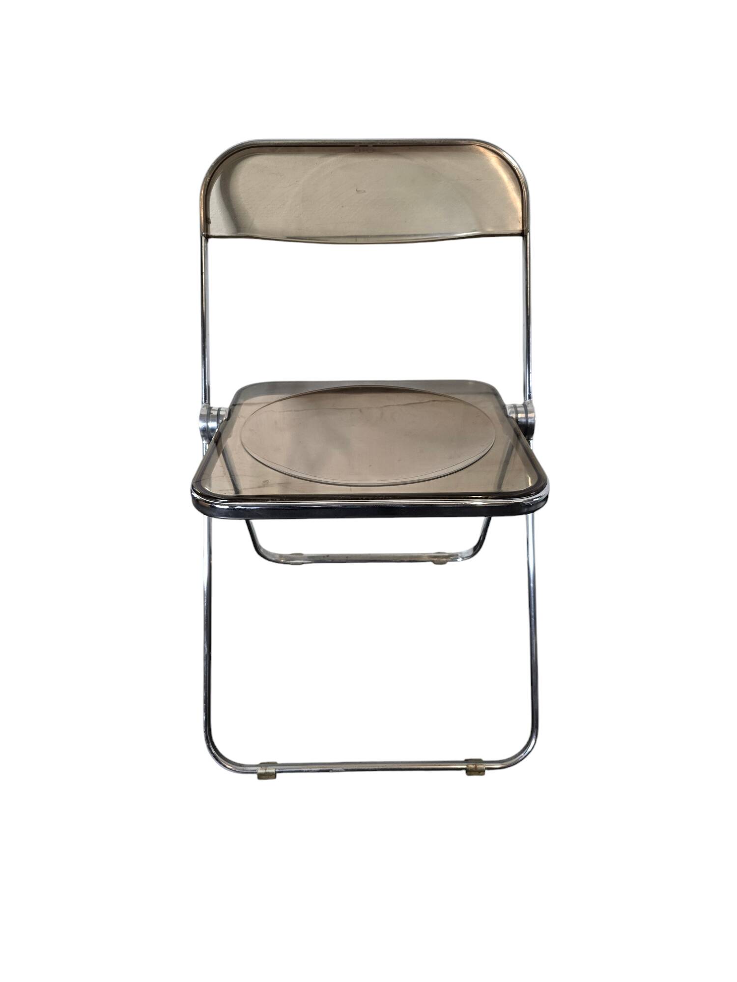 Folding office chair in smoked plexiglass by Giancarlo Piretti, Castelli edition