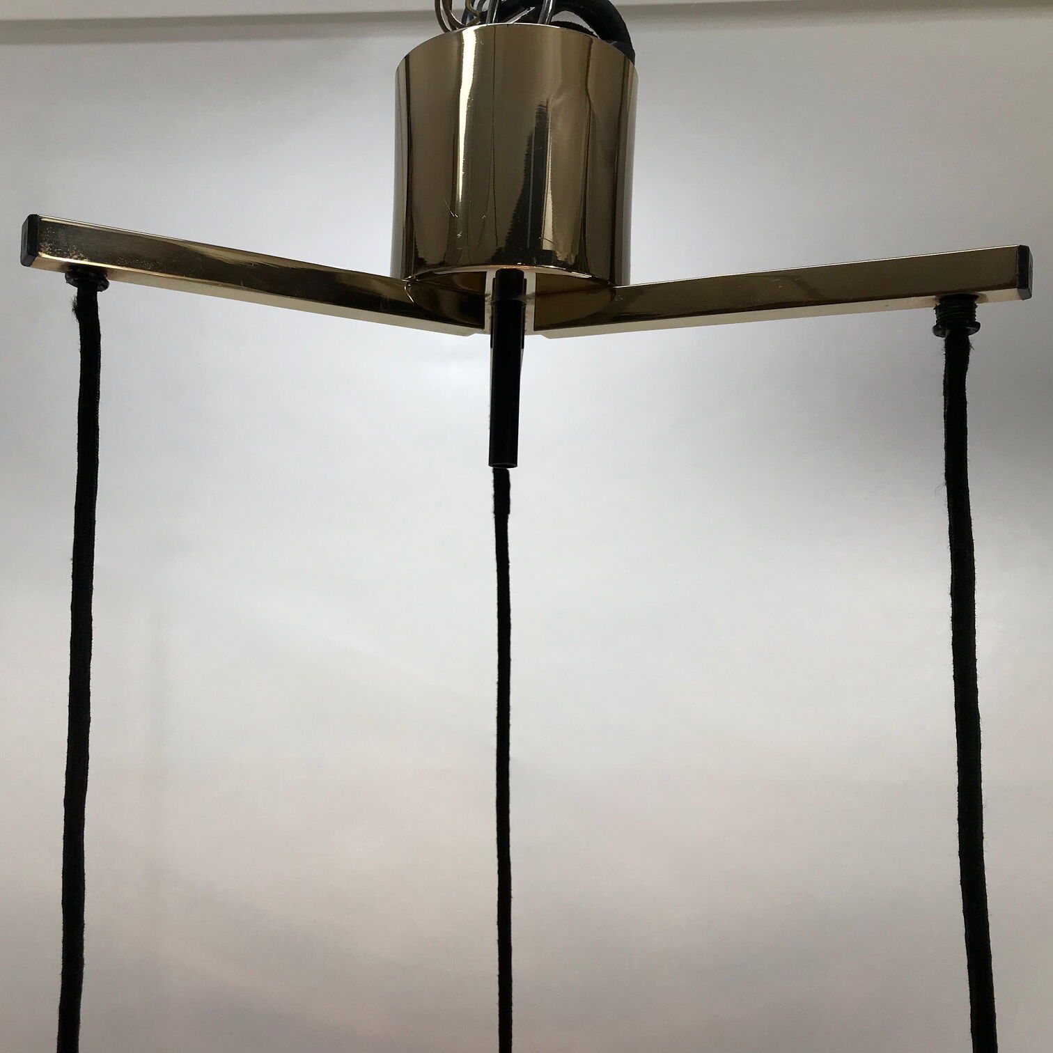 Palwa Golden brass and crystal chandelier, 1960 design