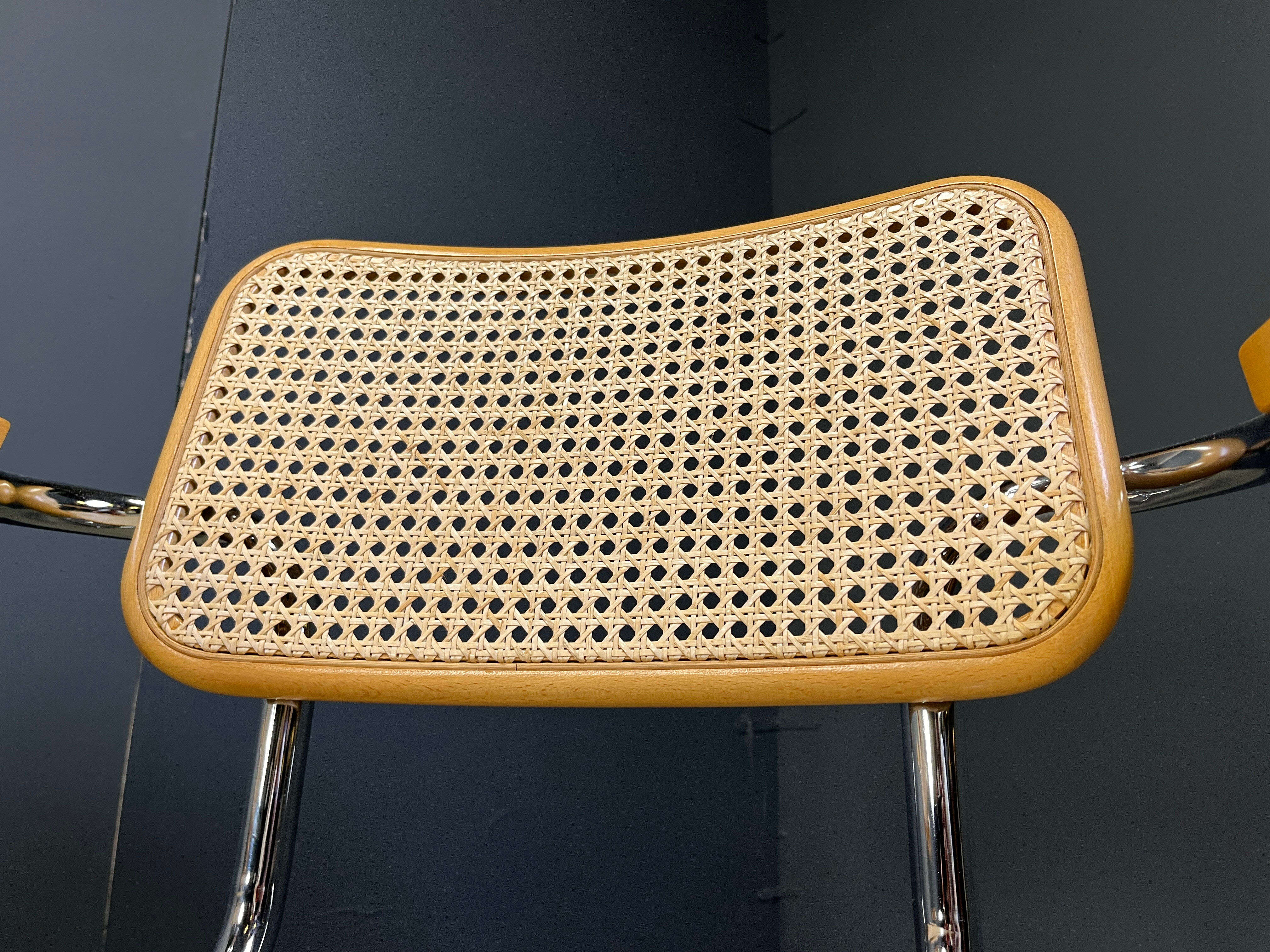 Set of 4 stackable vintage Marcel Breuer style armchairs, made in Italy, 1970s