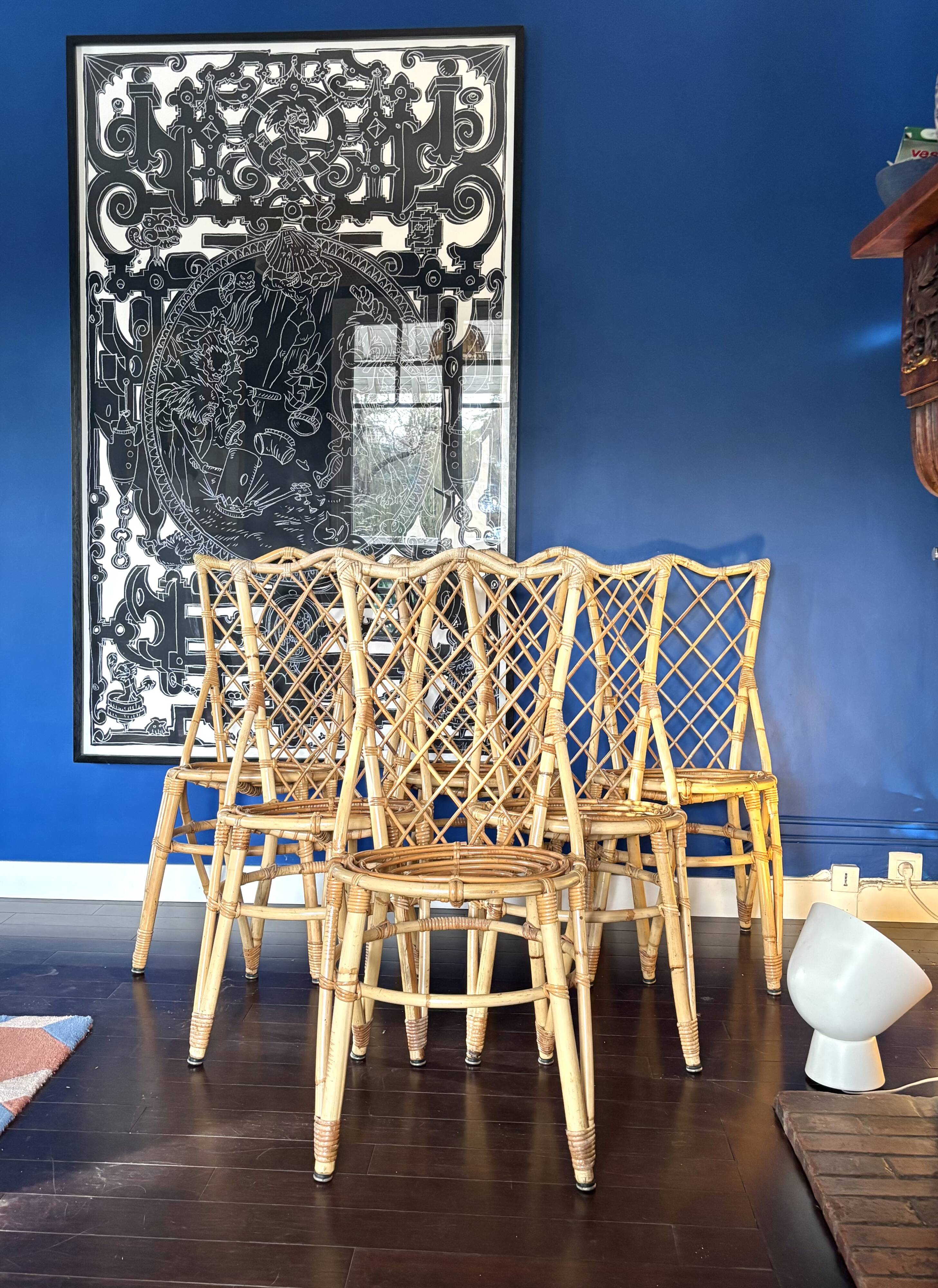 6 bamboo chairs from the 1960s