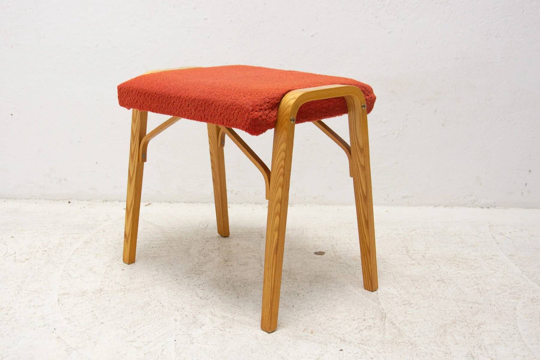 Mid-century bentwood stool by Dřevopodnik Holešov, wooden seating, 1970s