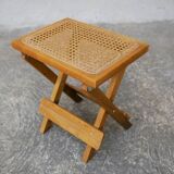 Wooden stool and folding caning