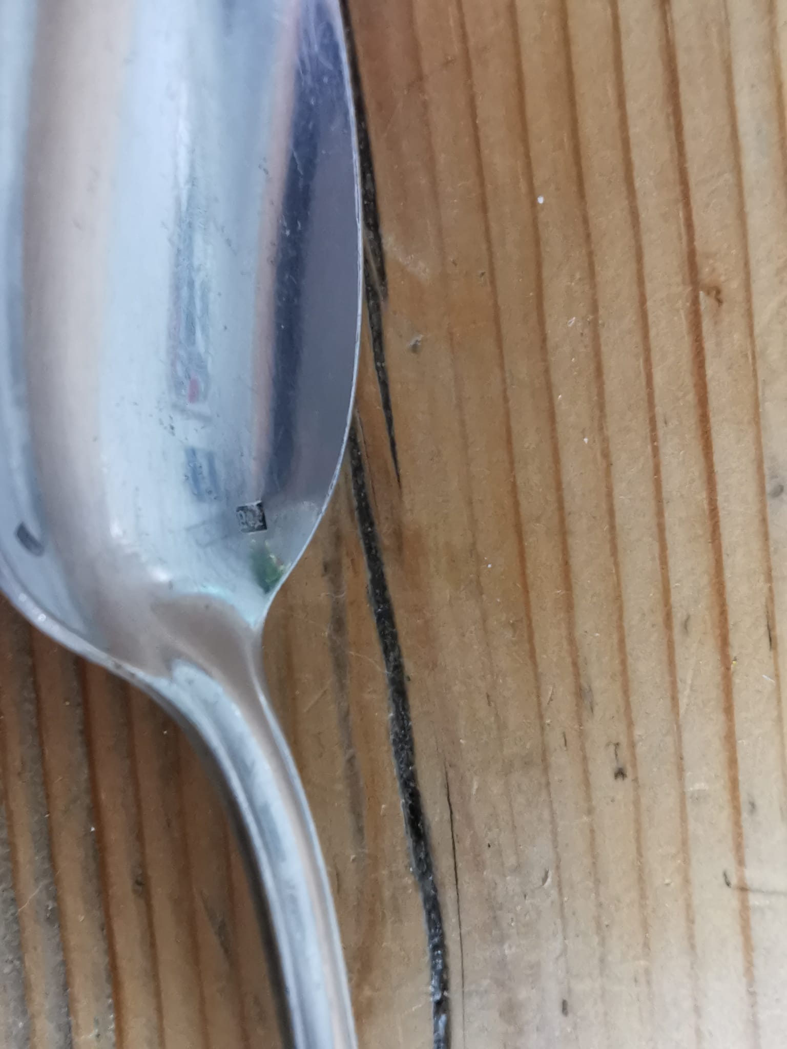 Set of 10 small silver metal spoons