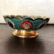 Small empty cup-pocket golden brass chiseled and painted oriental style