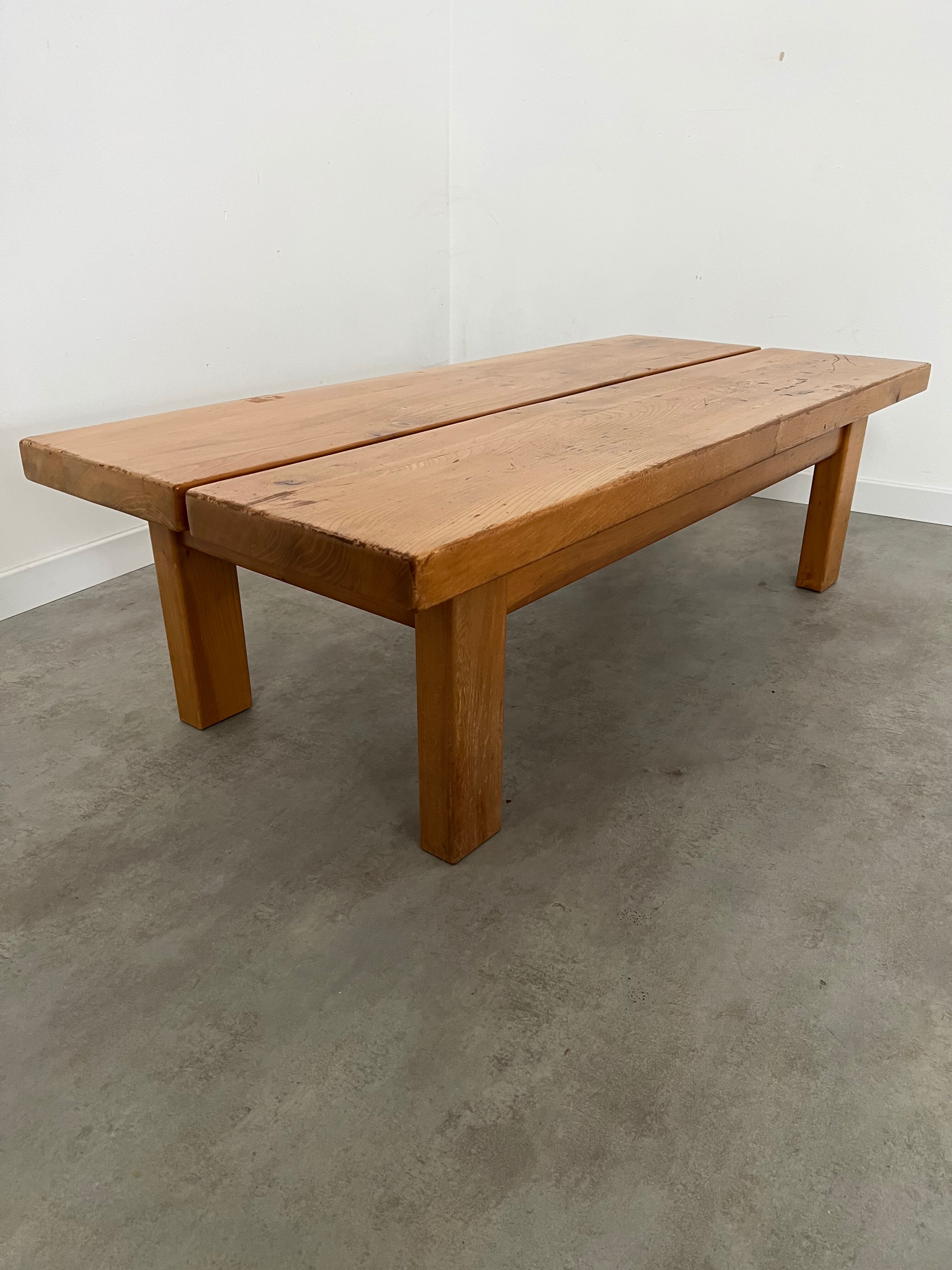 Solid elm wood coffee table 60s