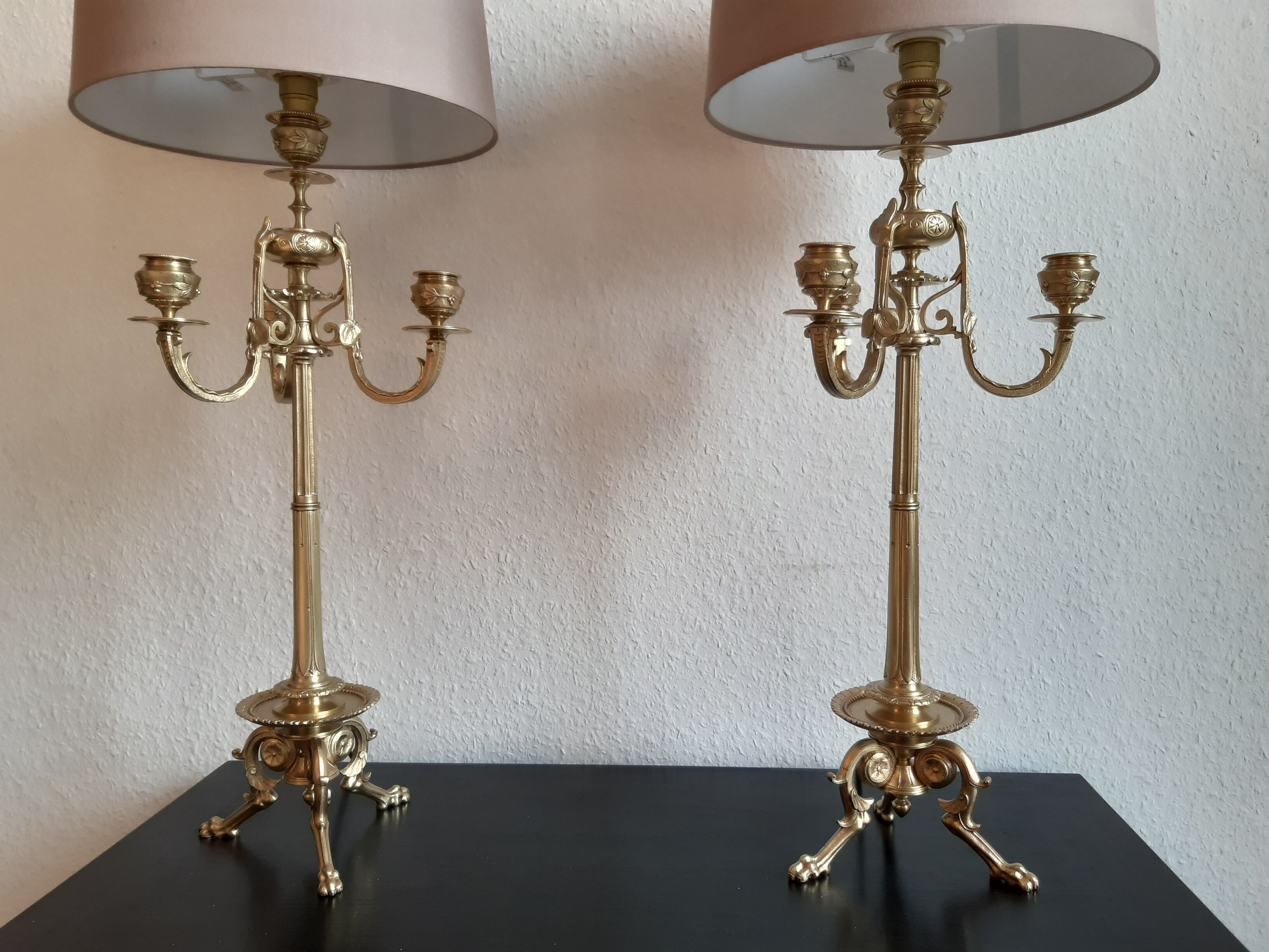 Pair of old candlestick lamps from the 19th century Napoleon III