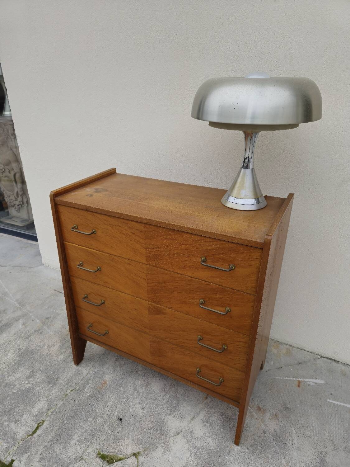 Vintage chest of drawers with compass feet, 1950s, 4 drawers