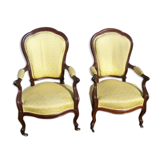 Paire de fauteuils acajou