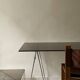 Large wire desk in smoked glass and chromed metal, Sauze 1970